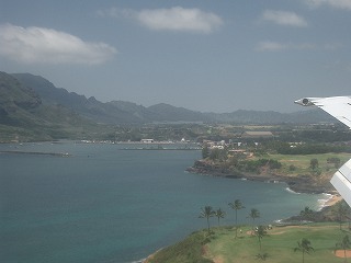 飛行機の中から見るカウアイ島